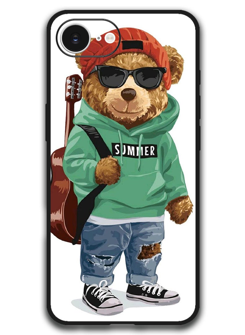 Theodor Case Compatible with Apple iPhone 17e / 16e 6.1 Inch Protection Shockproof Bumper Cover - Musician Bear - Image 1