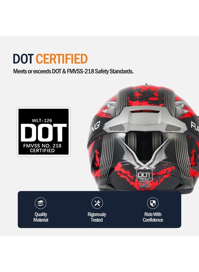 TTMiku Youth Kids Dirt Bike Helmet, Motocross ATV 4-Wheeler Go-Kart Street Bike Quad Offroad Motorcycle Casque Casco Combo Gloves Goggles Mask (DOT Approved), Red Camo, M - Image 4