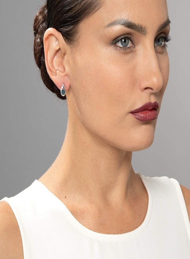 بيورا أقراط بيورا لندن من التوباز الأزرق، فضة إسترليني عيار 925، أقراط مرصعة على شكل دمعة متألقة، حجر كريم طبيعي، وزن إجمالي 1 قيراط، شكل دائري 5 مم، مشابك خلفية، أقراط حجر بخت شهر ديسمبر، أقراط من الفضة الخالصة - Image 4