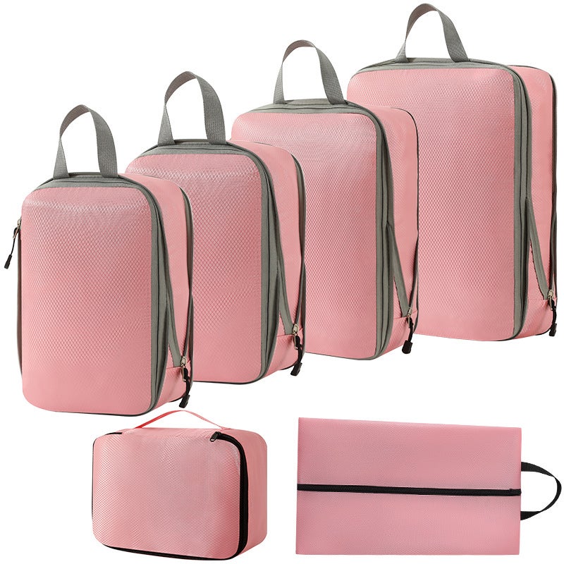 7-Piece Travel Organizer Compression SetThree-piece + s + shoe bag + bra bag (pink set) Three-piece + s + shoe bag + bra bag (pink set)