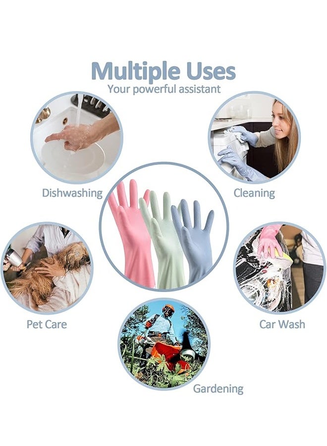 3Pcs Dishwashing Cleaning Gloves, Waterproof Reusable Kitchen Long Gloves, Latex-Free Household Gloves for Laundry, Cleaning, Working, Gardening - Image 5