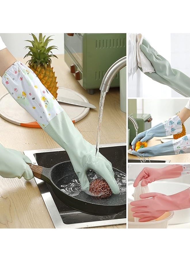 3Pcs Dishwashing Cleaning Gloves, Waterproof Reusable Kitchen Long Gloves, Latex-Free Household Gloves for Laundry, Cleaning, Working, Gardening - Image 3