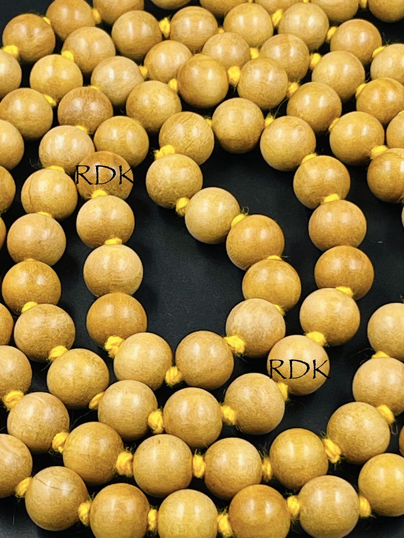 RDK Handcrafted Original White Sandalwood Mala 108+1 Beads | Safed Chandan Knotted Jaapmala | 8 MM Wooden Prayer Beads Rosary for Meditation, Pooja, Mantra Chanting & Spiritual Jewelry - Image 5