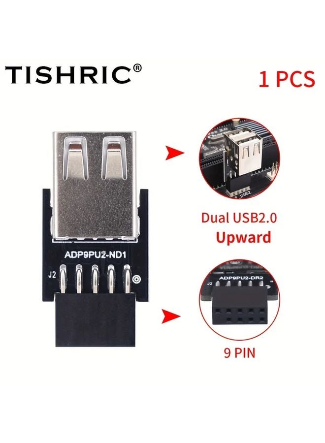 TISHRIC UP موديل 2 منفذ USB 2.0 قوس توسيع اللوحة الأمامية رأس لوحة أم 9 دبوس محور - Image 1