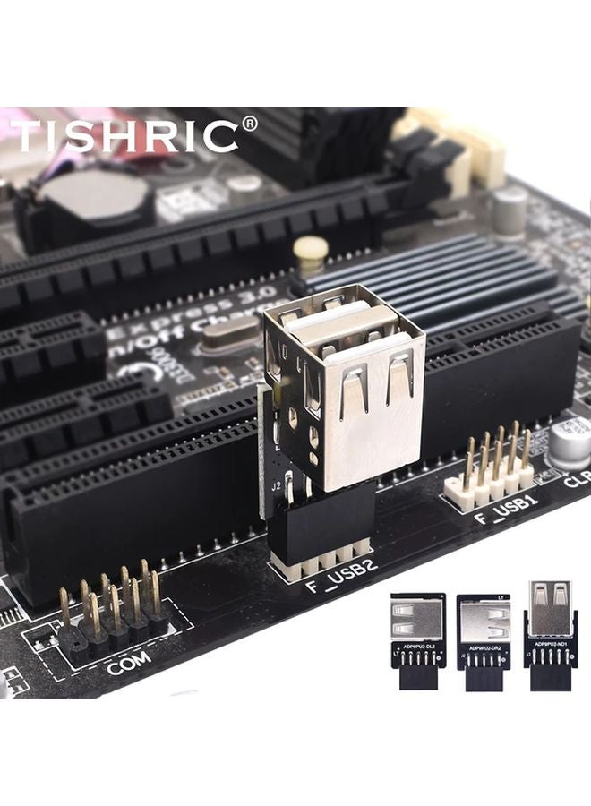 TISHRIC UP موديل 2 منفذ USB 2.0 قوس توسيع اللوحة الأمامية رأس لوحة أم 9 دبوس محور - Image 2