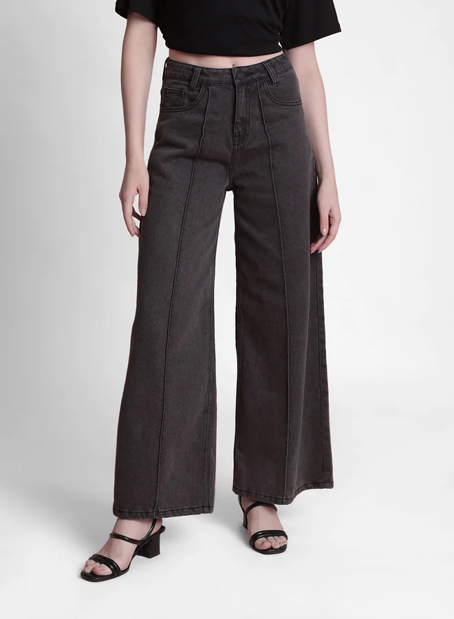 Take Two Styli Women High Rise Cotton Wide Leg Jeans By Bene Kleed