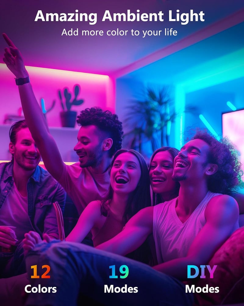 HitLights LED Strip Lights, Small LED Light Strips Dimmable, RGB 5050 Color Changing LED Tape Light with Remote and UL-Listed Adapter for TV Backlight, Bedroom, Cabinet Shelf Display - Image 2