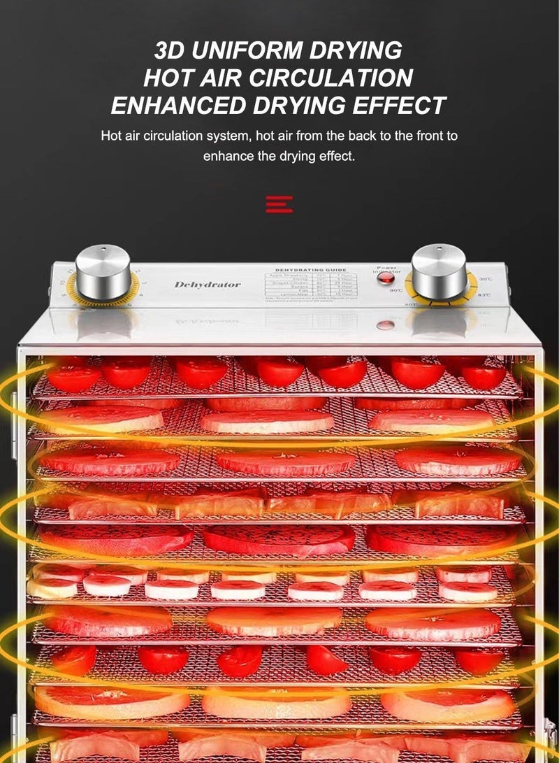 Glanfen Food Dehydrator, 12 Stainless Steel Trays Dehydrators for Food and Jerky, Herbs, Fruit, Dehydrator Machine with Timer and Temperature Control - Image 5