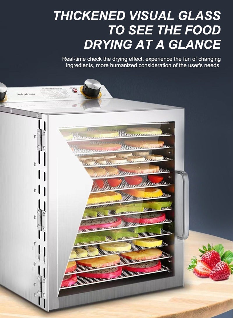 Glanfen Food Dehydrator, 12 Stainless Steel Trays Dehydrators for Food and Jerky, Herbs, Fruit, Dehydrator Machine with Timer and Temperature Control - Image 2