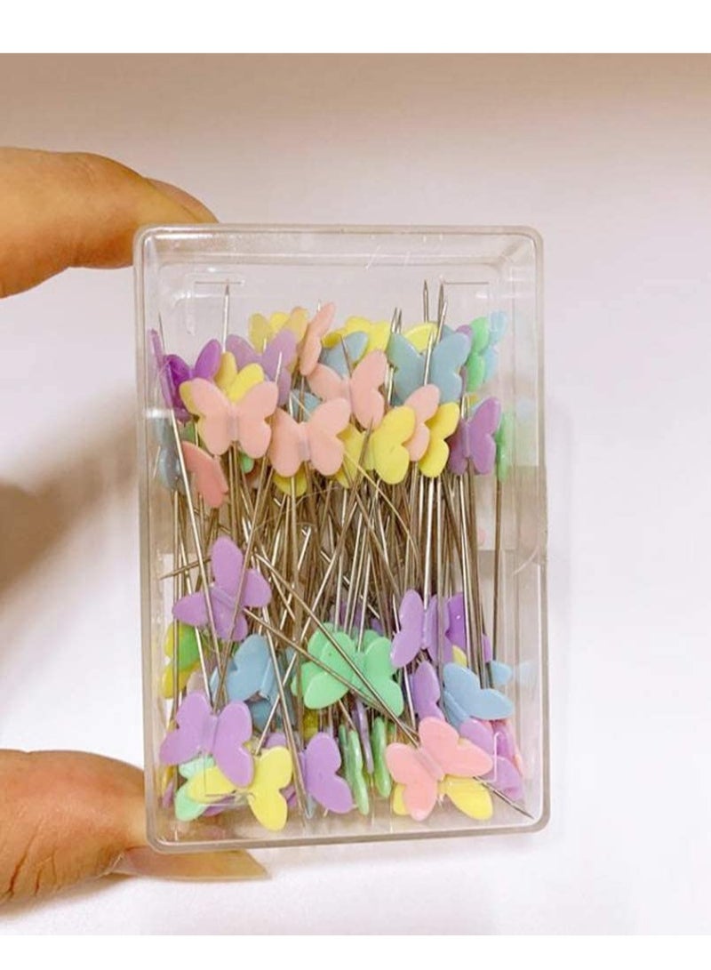 SYOSI 100 Pack Extra Fine Patchwork Pins Quilting Pins Sewing bu tterfly Head Straight Pins for Dressmaker - Image 4