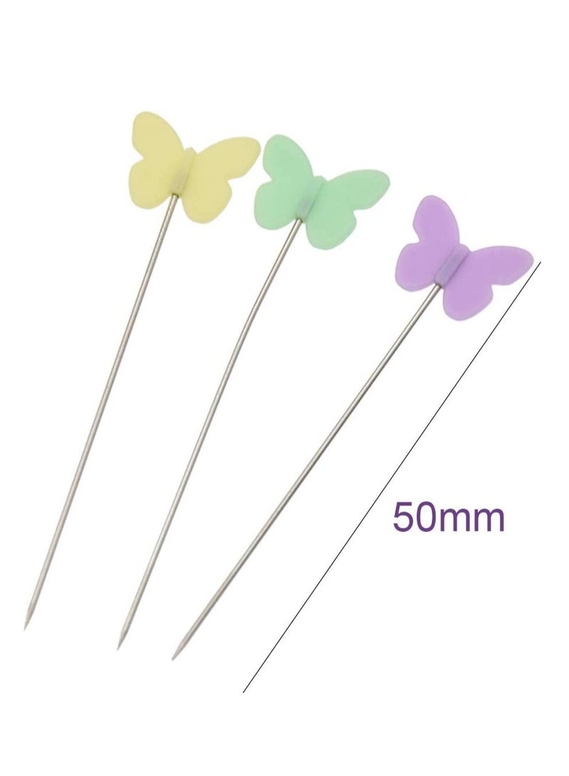 SYOSI 100 Pack Extra Fine Patchwork Pins Quilting Pins Sewing bu tterfly Head Straight Pins for Dressmaker - Image 2