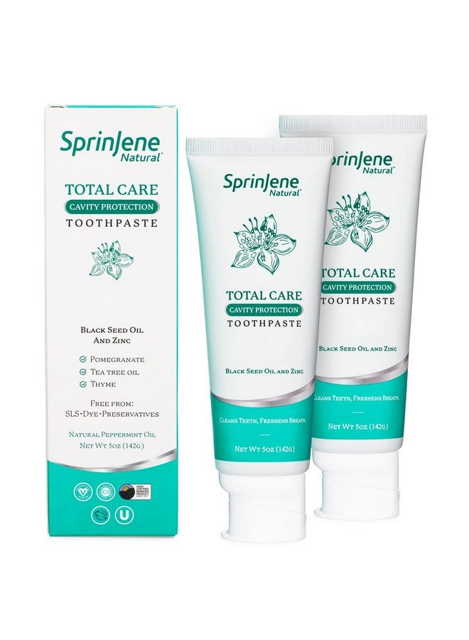 SprinJene معجون أسنان طبيعي خالٍ من كبريتات الصوديوم الصوديوم من Prinjene مع الفلورايد لحماية التسوس وصحة اللثة والتنفس المنعش ويساعد على جفاف الفم للبالغين، عبوتين (محسّن) - Image 1