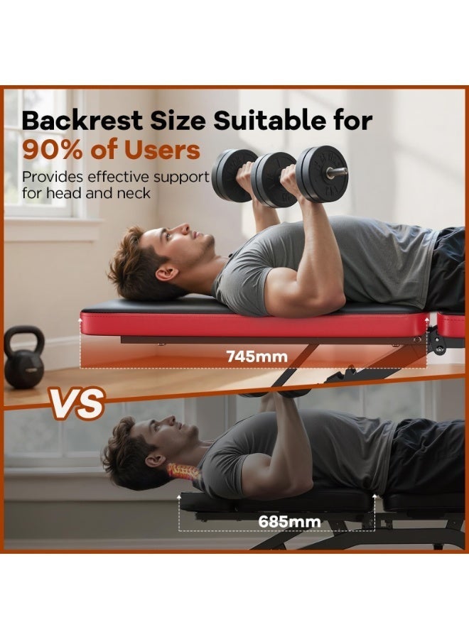 طائر الطيران مقعد أثقال قابل للتعديل والطي للاستخدام المنزلي - سعة تحمل تصل إلى 660 رطل مع ظهر قابل للتعديل بـ 8 مستويات، مقعد تمرين متين ومضغوط - Image 5