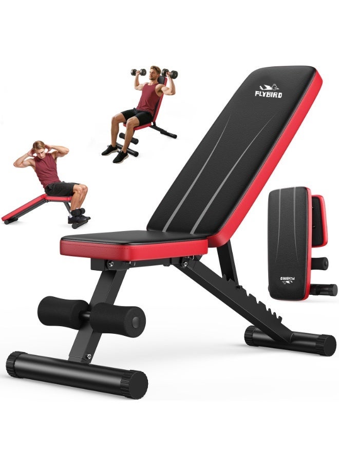 طائر الطيران مقعد أثقال قابل للتعديل والطي للاستخدام المنزلي - سعة تحمل تصل إلى 660 رطل مع ظهر قابل للتعديل بـ 8 مستويات، مقعد تمرين متين ومضغوط - Image 2