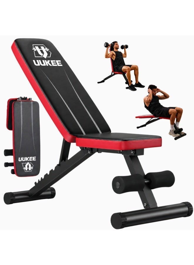 UUKEE Adjustable & Foldable Weight Bench for Home Use - 660 LBS Max Weight Capacity with 8-Level Backrest, Sturdy Compact Workout Bench - Image 2
