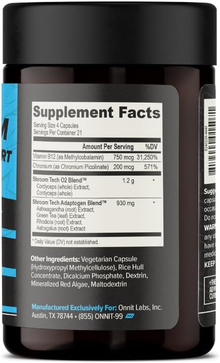 ONNIT Shroom Tech Sport Daily Exercise Support Capsules Pre Workout Supplement with Cordyceps Mushrooms CaffeineFree Dietary Supplement for Daily Energy Support 84 Count - Image 4