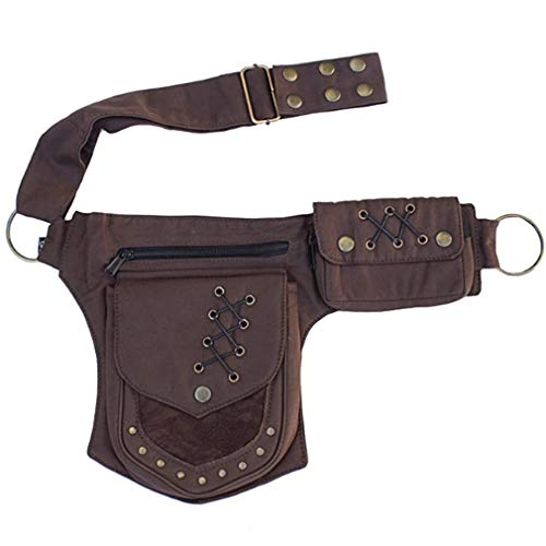 KPYWZER Waist Bag for Women Fanny Pack Renaissance Faire Festival Lace Chest Pack Hip Bum Bag with Adjustable Belt Travel Outdoors Brown - Image 1