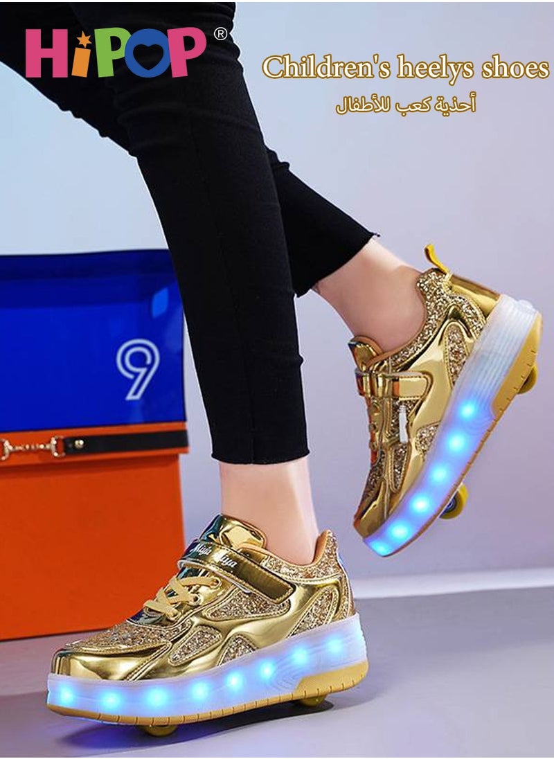 HIPOP Unisex Roller Skate Shoes with USB Charging Colorful Lights,Fashional Girls Boys Roller Shoes,Retractable Double Wheels Skate Shoes for Kids and Adults  - Image 5