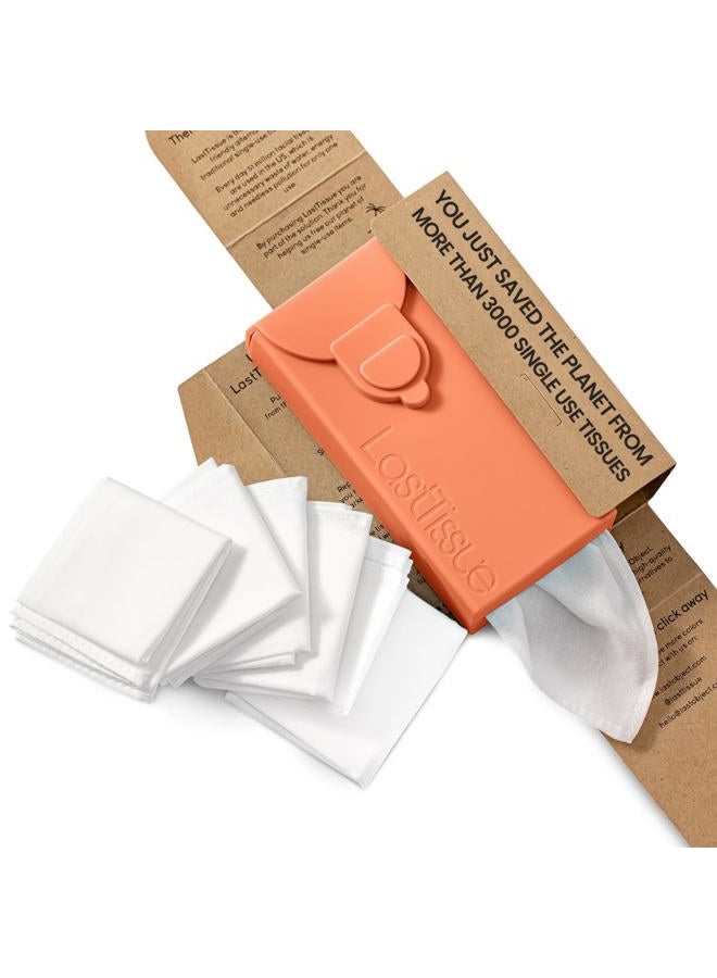 LastTissue LastObject The Reusable Organic Tissue Pack - Eco Friendly Handkerchiefs - Facial Tissues - Fox Peach - Image 1