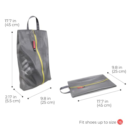 pack all Plus-Sized Shoe Bag for Travel, Water-Resistant Shoe Pouch for Gym, Odor-Resistant Soccer Cleats Bag for Sport (Grey, 2-Pack) - Image 4