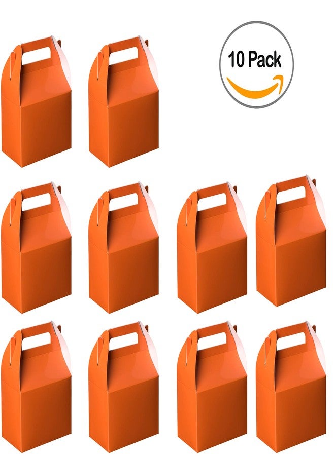 Hammont Candy Boxes Party Favors - 10 Pack Paper Gable Boxes & Party Treat Box for Goodies & Gifts - Halloween Treat Box - Trick or Treat or Any Themed Birthday Bag - 6.25" X 3.75" X 3.5" (Orange) - Image 5