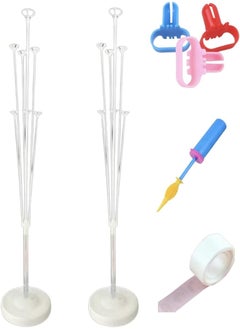 Table Balloon Stand Kit – Premium Set of 2 Balloon Stands for Table – Sturdy and Stable Base with 11 Column Sticks – Easy to Set Up Table Balloon Stand Kit with Air Pump, Knot and Glue Dots – 101cm
