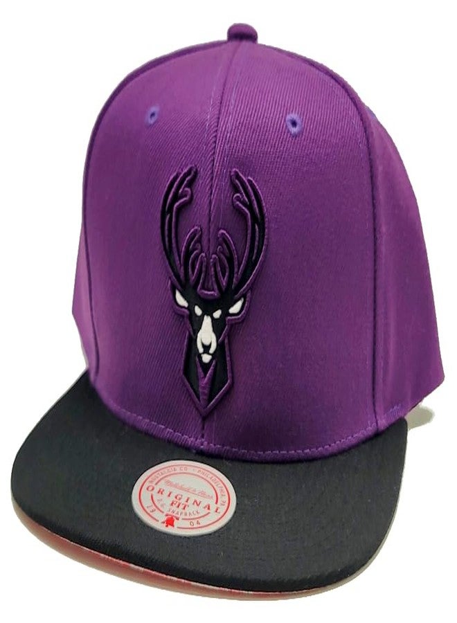 Mitchell & Ness Milwaukee Bucks New Pink Paisley UV Purple Black Snapback Hat Cap - Image 2