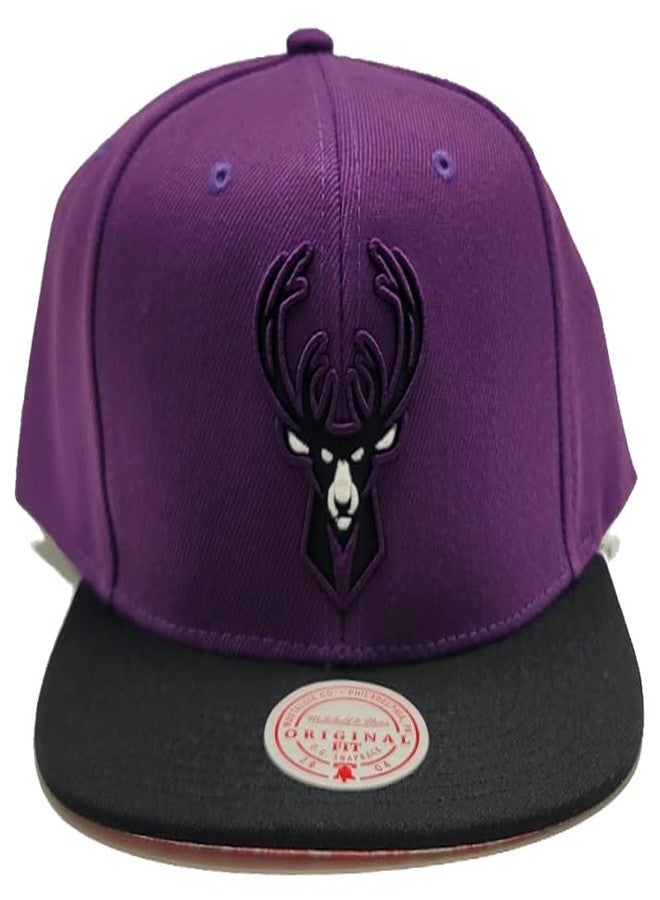 Mitchell & Ness Milwaukee Bucks New Pink Paisley UV Purple Black Snapback Hat Cap - Image 3