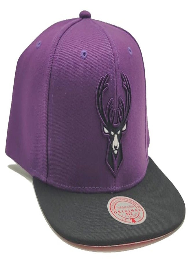 Mitchell & Ness Milwaukee Bucks New Pink Paisley UV Purple Black Snapback Hat Cap - Image 4