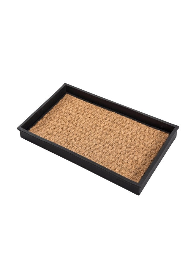 Anji Mountain Heavy Duty Waterproof Rubber Shoe Storage Mat Organizer/Boot Storage Tray Multi Use for Entryway with Coir, Tan Insert, Fits 2 Pair (24.5" Wide) - Image 1