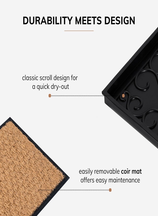 Anji Mountain Heavy Duty Waterproof Rubber Shoe Storage Mat Organizer/Boot Storage Tray Multi Use for Entryway with Coir, Tan Insert, Fits 2 Pair (24.5" Wide) - Image 4