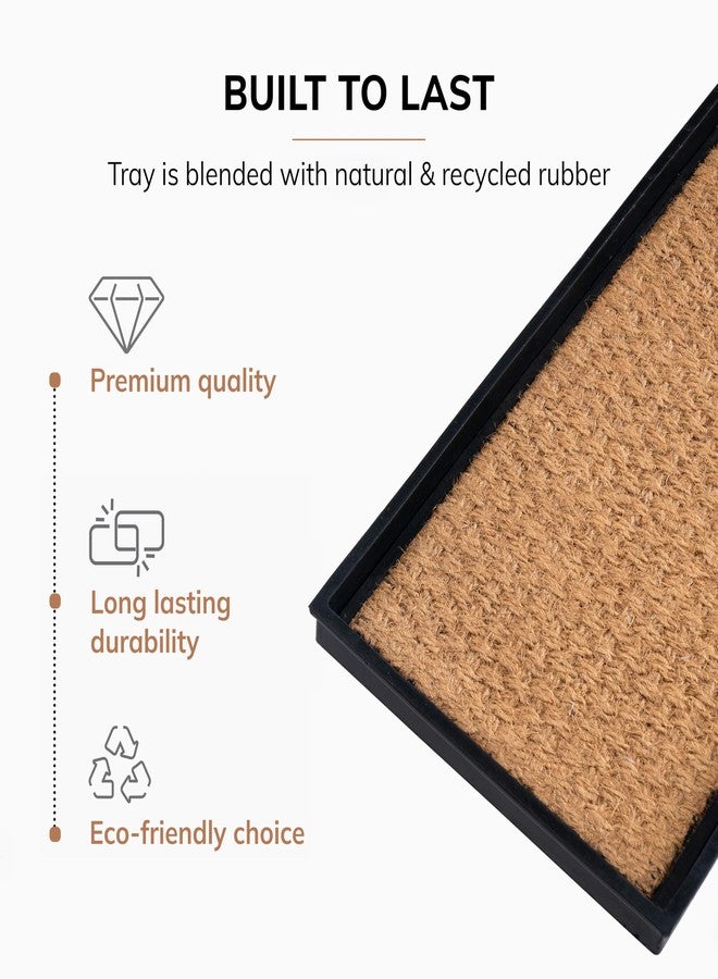 Anji Mountain Heavy Duty Waterproof Rubber Shoe Storage Mat Organizer/Boot Storage Tray Multi Use for Entryway with Coir, Tan Insert, Fits 2 Pair (24.5" Wide) - Image 3