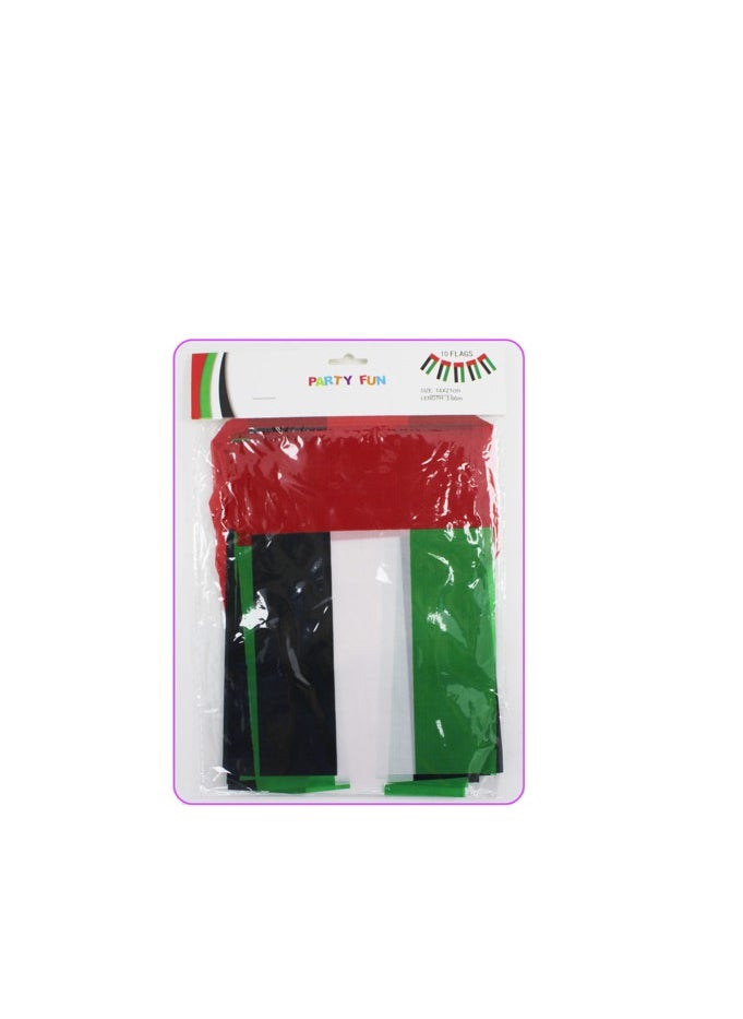 PARTY FUN - UAE Flag Banner 10 Flags, 21x14cm Each, Showcase Your Patriotism with Elegance - Image 1