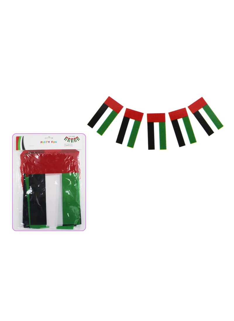 PARTY FUN - UAE Flag Banner 10 Flags, 21x14cm Each, Showcase Your Patriotism with Elegance - Image 1
