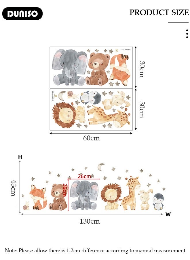 DUNISO Cartoon Animal Wall Stickers, Bear and Line Wall Decals Moon and Star Wall Stickers Removable Kids Room Wall Decals for Kids Baby Nursery Kindergarten Toddler Boys Girls Bedroom Wall Decor - Image 4