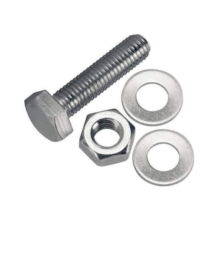 Generic 12 pcs Hex Head Screw Bolts Nuts & Washers Fully Thread GI Plain Finish Bolt Set. (20, 120MM)  - Image 2