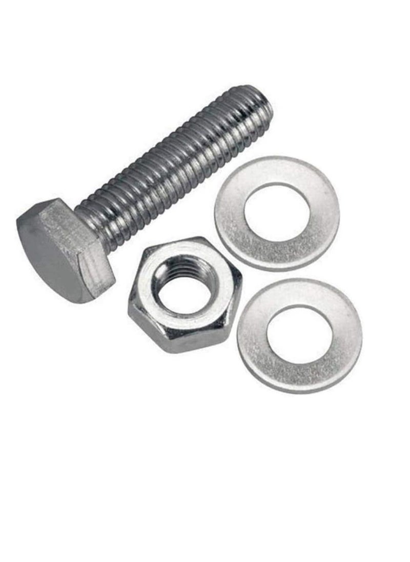 Generic 12 pcs Hex Head Screw Bolts Nuts & Washers Fully Thread GI Plain Finish Bolt Set. (20, 120MM)  - Image 1
