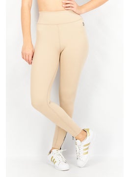 Women Full Length Brand Logo Leggings, Tan