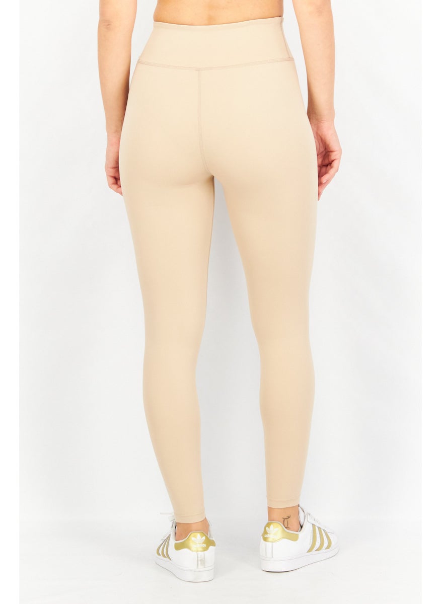 STEVE MADDEN - Women Full Length Brand Logo Leggings, Tan - Image 1