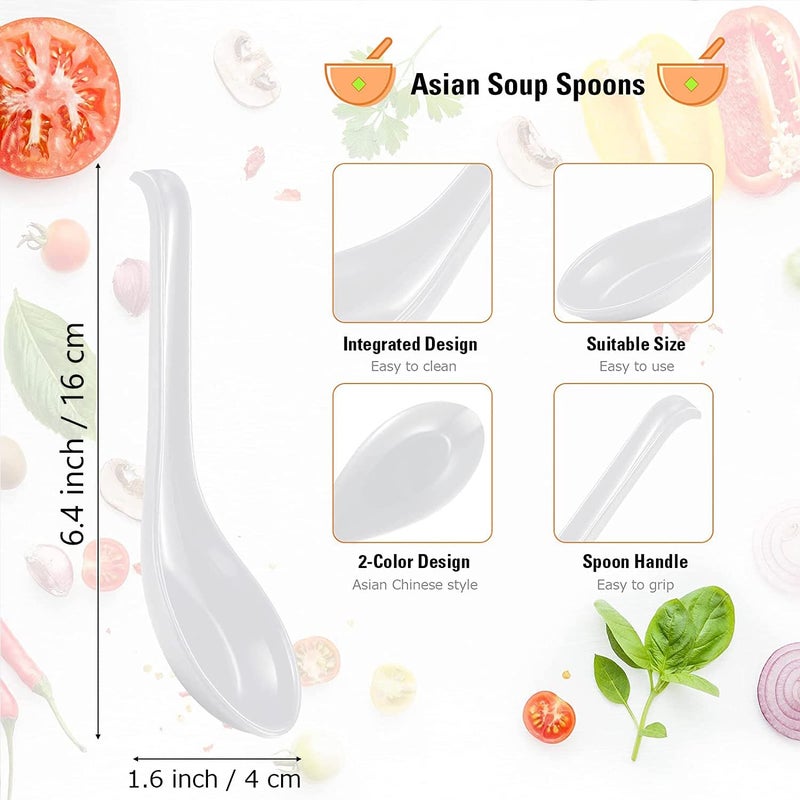 Comicfs Asian Soup Spoons 12 pieces, 12HSP-W, Large Japanese Soup Spoons, Soba Rice Pho Ramen Noodle Soup Spoon, Chinese Won Ton Soup Spoon, Hook Style (12 Spoons, White) - Image 2