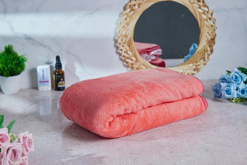Fezora® Microfiber Bath Towels | (70x140) Extra Soft Plush & Quick Dry High Absorbency with Large Size Towels Ideal for Bathing (Pack of 1, Pink) - Image 2