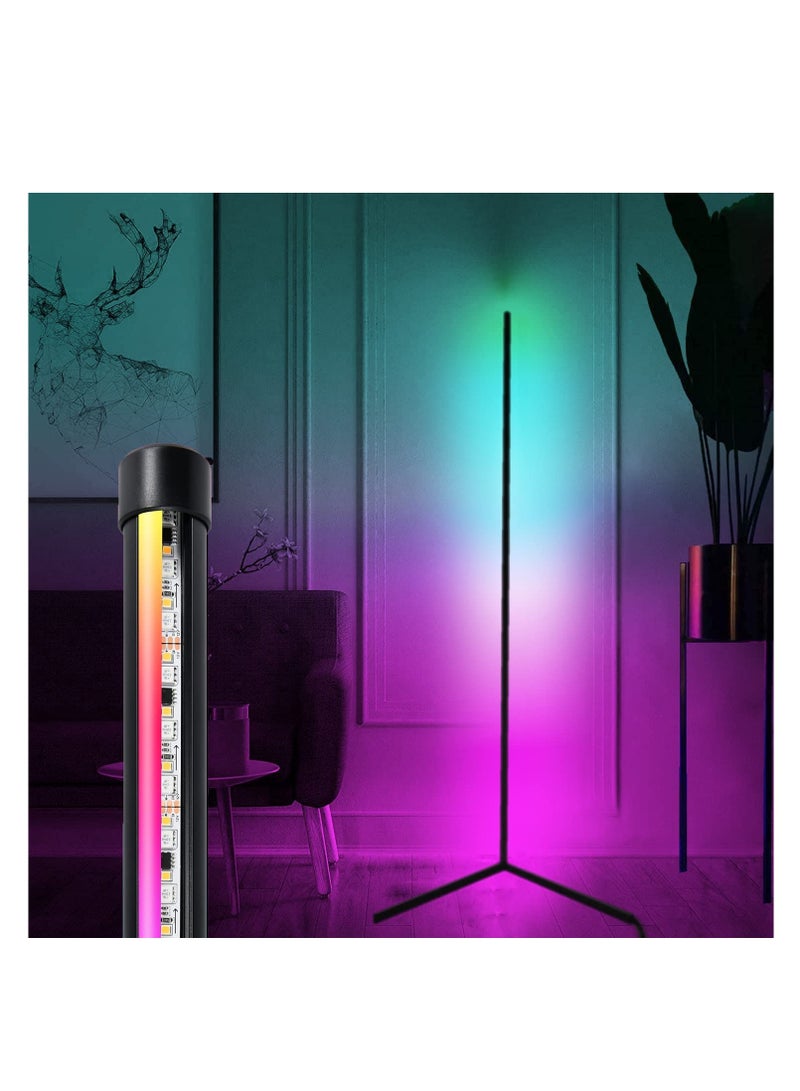DIY LED Corner Floor Lamp with Remote for Living Room, Colour Changing Standing Atmosphere Modern Floor Lamp Dimmiable for Children's Room Decoration, 18 Watt, 156CM/61.5Inch Height - Image 1