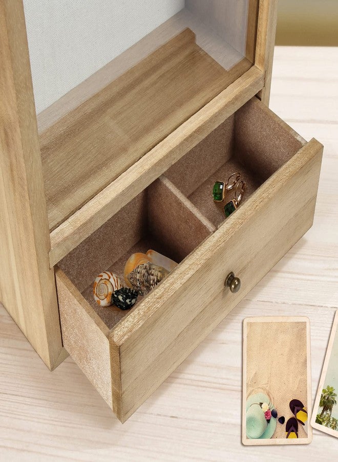 TJMOREE صندوق عرض TJ.MOREE مع درج، صندوق عرض زجاجي مع نافذة زجاجية، إطار صور تذكارية، باقة ميداليات، صور عسكرية، صندوق ذكريات للذكريات - Image 3