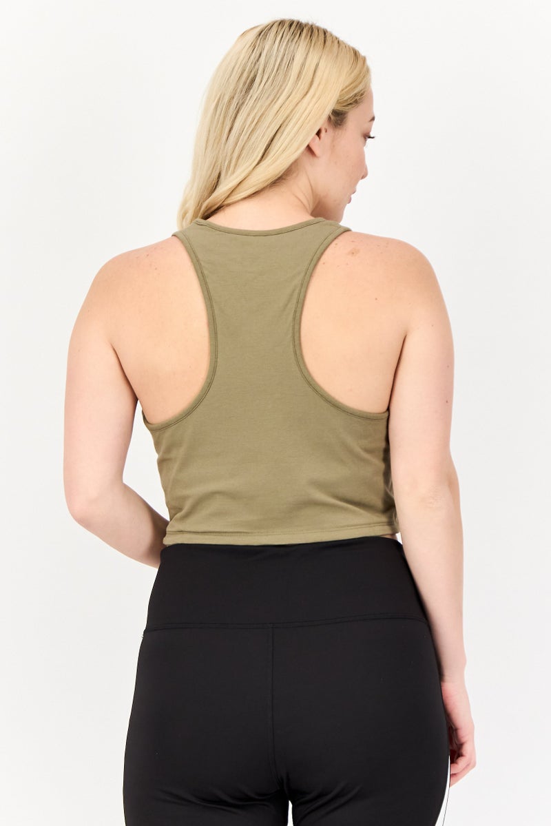 New Balance Women Sportswear Fit Sleeveless Running Crop Top, Olive  - Image 2