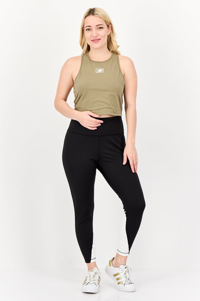 New Balance Women Sportswear Fit Sleeveless Running Crop Top, Olive  - Image 3