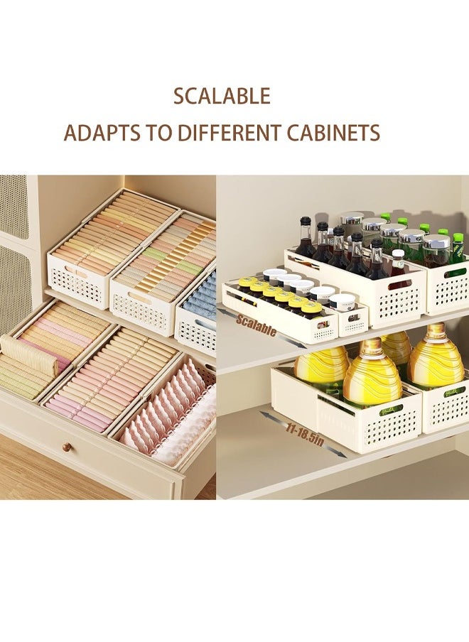 Generic Retractable Plastic Storage Bins with Handles, Expandable Stackable Storage Baskets,Organization and Storage Containers Organizers for Closet Pantry Cabinet, 11-18.5x3.9x3.1in  - Image 5