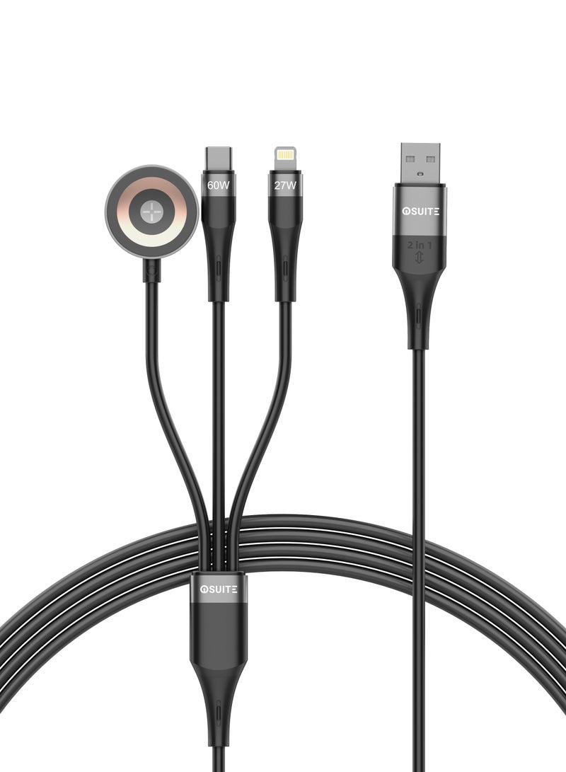 ايوسويت آي أوه سويت كابل مصنوع من مادة سبائك الزنك 4*1 وصلة من تايب A + تايب سي إلى تايب سي + لايتيينغ بقوة شحن 60 وات - طول 1.2 متر - لون أسود - DC73A - Image 5