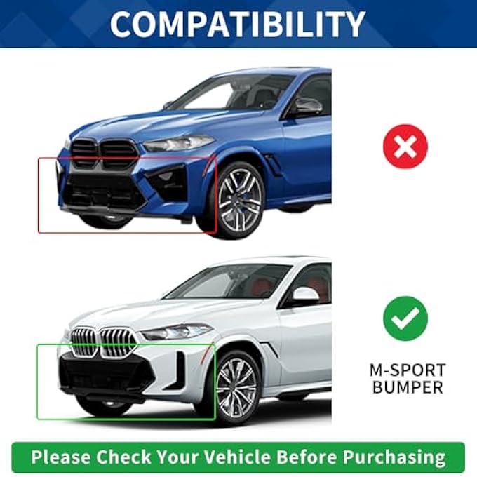 XPHAZZ G06 LCI Front Lip Compatible with BMW 2024 X6 G06 M-Sport Model ABS Gloss Black Bumper Spoiler Air Splitter - Image 2