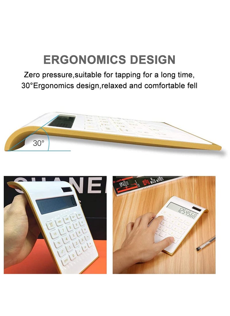 Calculator, Solar Power Calculator Slim Elegant Design Solar Calculator Dual Powered Desktop Calculator Tilted LCD Display for Business Office School