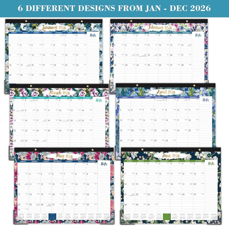 Shoparr Desk Calendar 2025-2026 - JUL 2025 - DEC 2026, Calendar 2025-2026, Large Desk Calendar with Corner Protectors, 18-Month Calendar with Reference Calendars, for Home & Office Organizing - Floral (17" x - Image 3